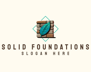 Leaf Brick Masonry logo design