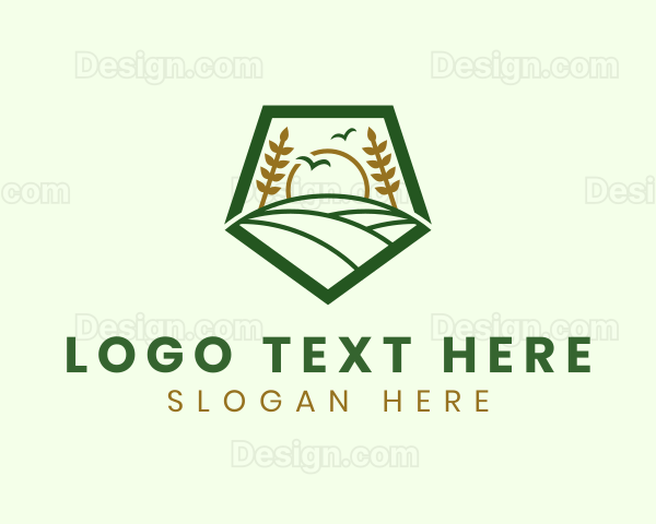 Natural Wheat Farm Field Logo