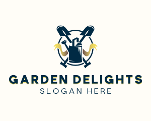 Watering Can Shovel Landscaping logo design