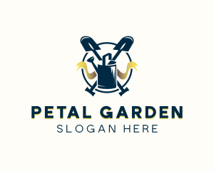 Watering Can Shovel Landscaping logo design