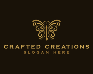 Stylish Butterfly Key logo design