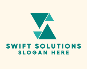 Green Triangle Letter S  logo design