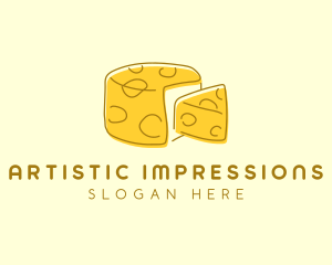 Cheese Wheel Slice logo design