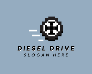 Drive Pixelated Wheel logo design