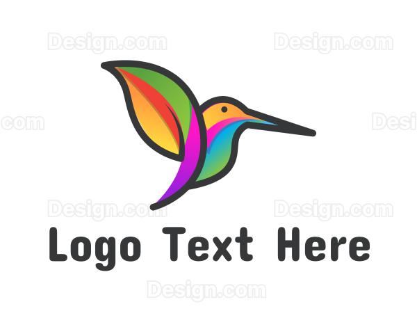 Colorful Leaf Hummingbird Logo