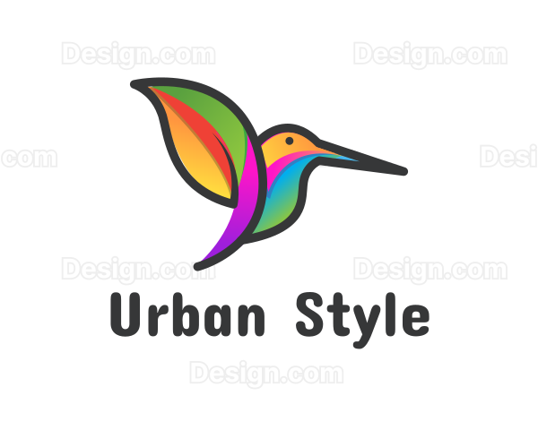 Colorful Leaf Hummingbird Logo