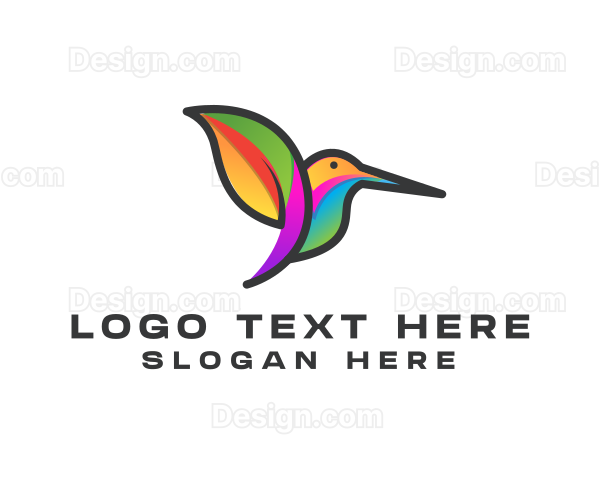 Colorful Leaf Hummingbird Logo