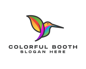 Colorful Leaf Hummingbird logo design