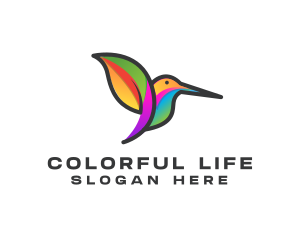 Colorful Leaf Hummingbird logo design