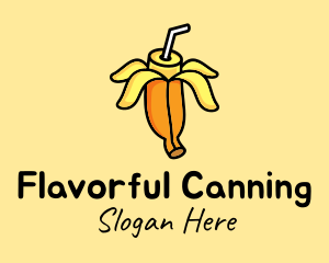 Cute Banana Smoothie logo design