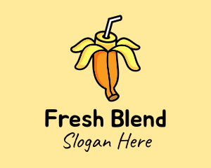 Cute Banana Smoothie logo design