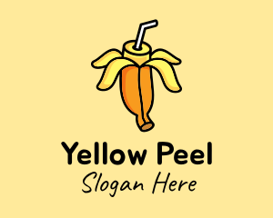 Cute Banana Smoothie logo design