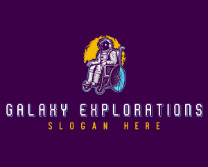 Astronaut Space Wheelchair logo design