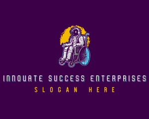 Astronaut Space Wheelchair logo design