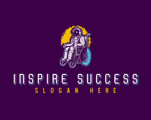 Astronaut Space Wheelchair logo design