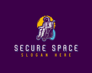 Astronaut Space Wheelchair logo design