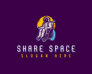 Astronaut Space Wheelchair logo design