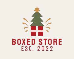 Christmas Tree Present logo design