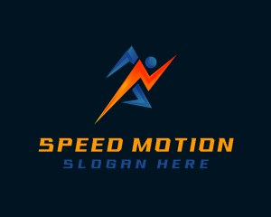 Sprinting Lightning Man logo design