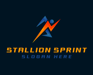 Sprinting Lightning Man logo design