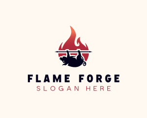 Flame Roasted Pork logo design