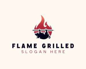 Flame Roasted Pork logo design