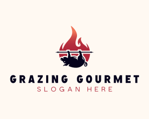 Flame Roasted Pork logo design