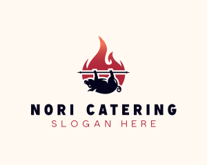 Flame Roasted Pork logo design