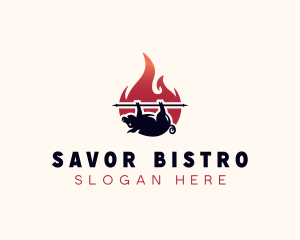 Flame Roasted Pork logo design