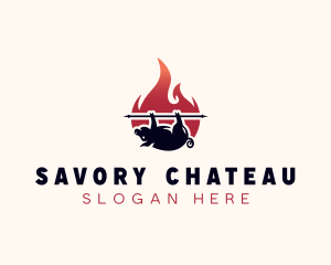 Flame Roasted Pork logo design