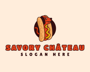 Hotdog Sandwich Dog logo design