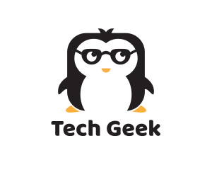 Nerd Geek Penguin logo design