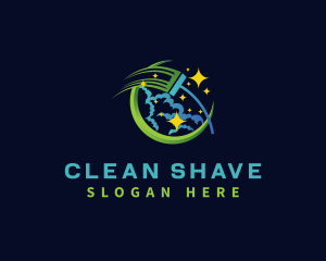 Mop Cleaning Bubble logo design