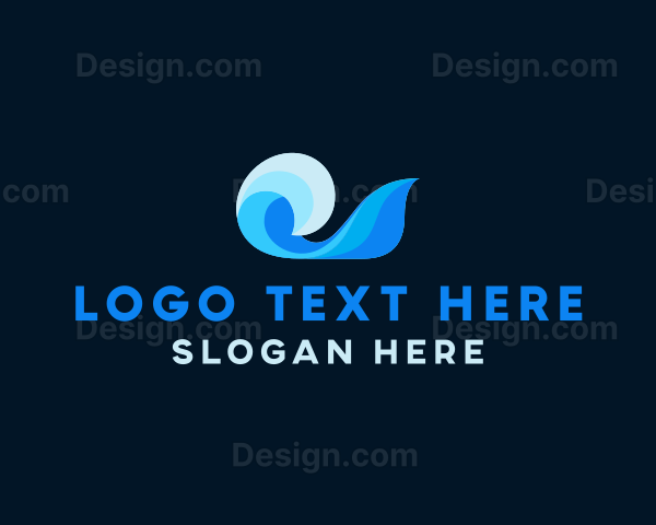 Blue Abstract Ocean Wave Logo