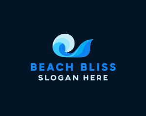 Blue Abstract Ocean Wave logo design