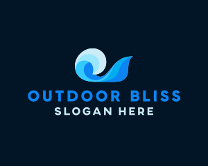 Blue Abstract Ocean Wave logo design