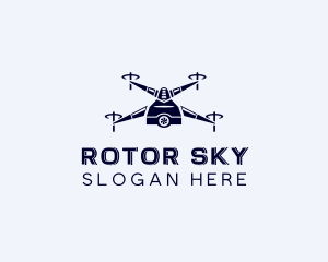 Flying Camera Quadcopter logo design