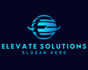 Blue Planet Letter E logo design