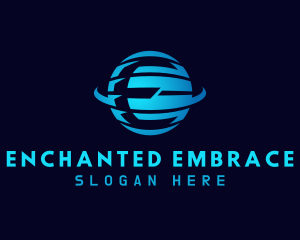 Blue Planet Letter E logo design