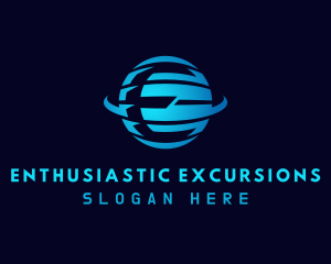 Blue Planet Letter E logo design