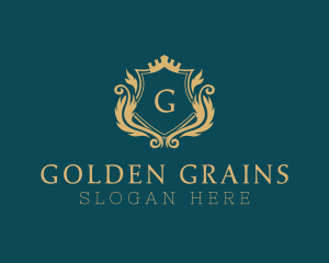 Golden Crown Shield  logo design