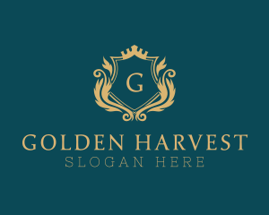 Golden Crown Shield  logo design