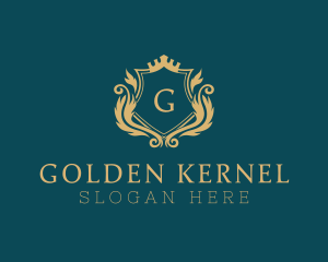 Golden Crown Shield  logo design