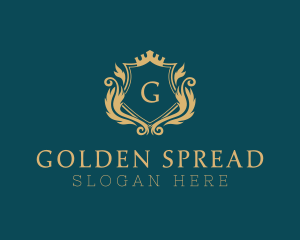 Golden Crown Shield  logo design