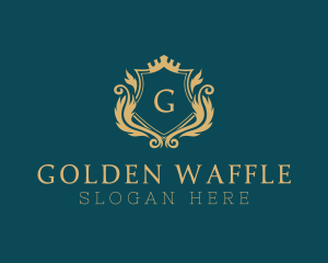 Golden Crown Shield  logo design