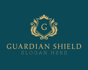 Golden Crown Shield  logo design