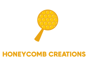 Magnifying Glass Honeycomb logo design