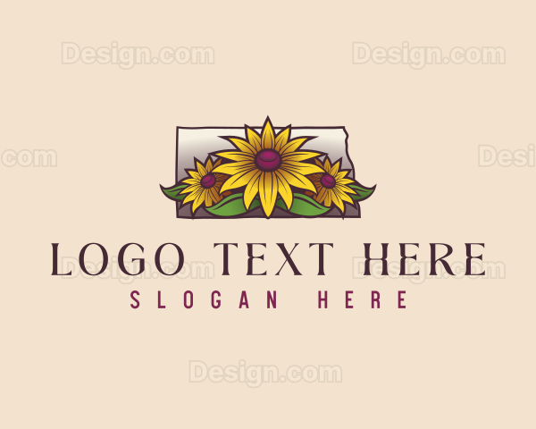 North Dakota Daisy Flower Logo