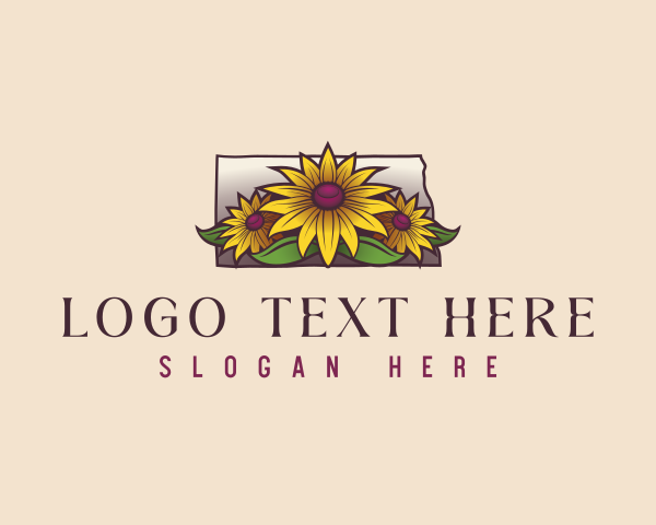 North Dakota Daisy Flower logo