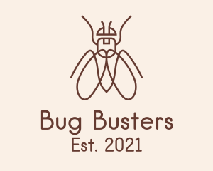 Brown Outline Bug  logo design